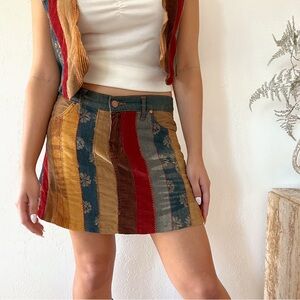 Vintage Y2K Boho Patchwork Mini Denim Skirt sz S